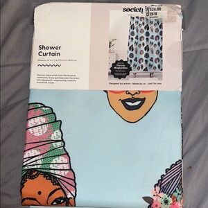 Society6 Blue Shower Curtain with Artistic Faces
